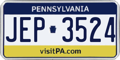 PA license plate JEP3524