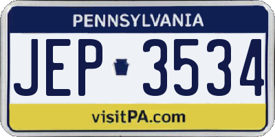 PA license plate JEP3534