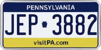 PA license plate JEP3882