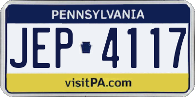 PA license plate JEP4117