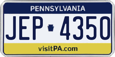 PA license plate JEP4350