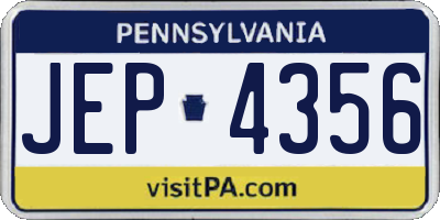 PA license plate JEP4356