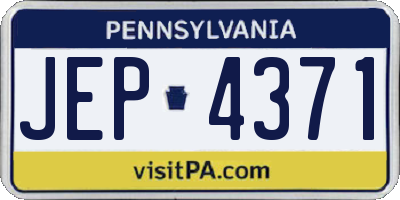 PA license plate JEP4371