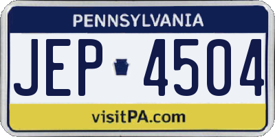 PA license plate JEP4504
