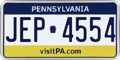 PA license plate JEP4554
