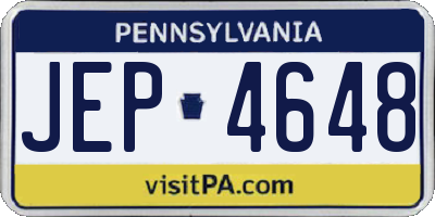PA license plate JEP4648