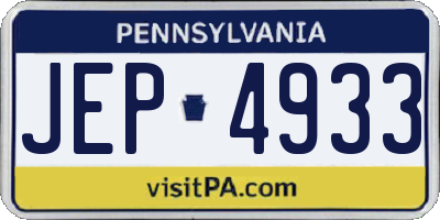PA license plate JEP4933