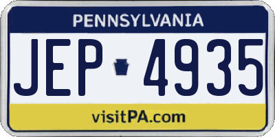 PA license plate JEP4935