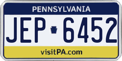 PA license plate JEP6452