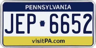 PA license plate JEP6652