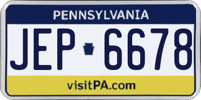 PA license plate JEP6678