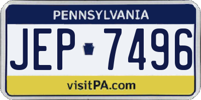PA license plate JEP7496