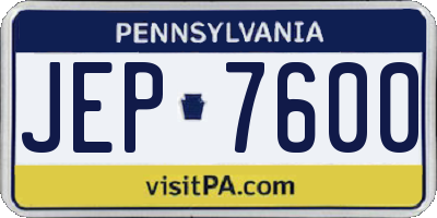 PA license plate JEP7600