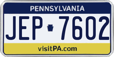 PA license plate JEP7602