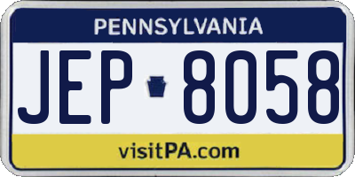 PA license plate JEP8058