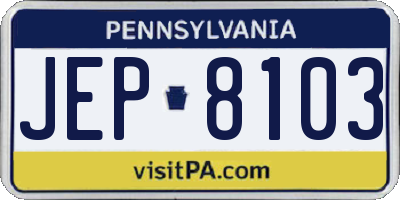 PA license plate JEP8103