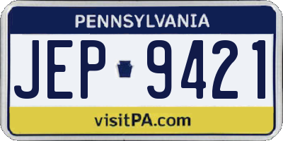 PA license plate JEP9421