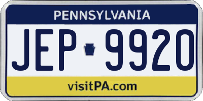 PA license plate JEP9920