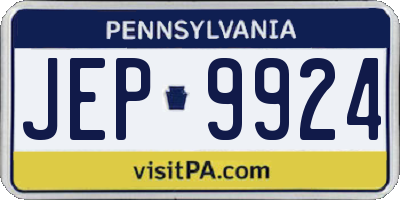 PA license plate JEP9924