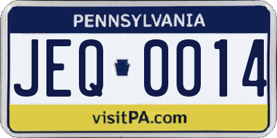 PA license plate JEQ0014