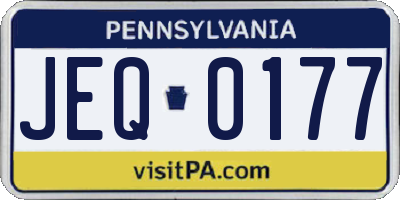 PA license plate JEQ0177