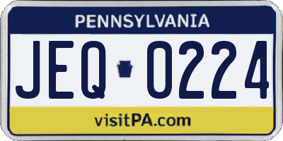 PA license plate JEQ0224