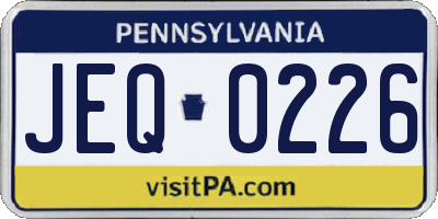 PA license plate JEQ0226