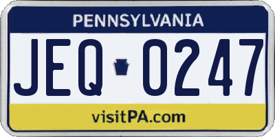 PA license plate JEQ0247