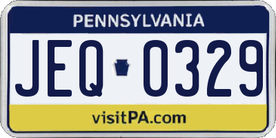 PA license plate JEQ0329