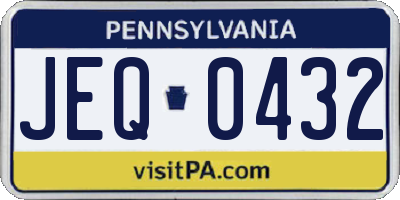 PA license plate JEQ0432