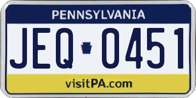PA license plate JEQ0451