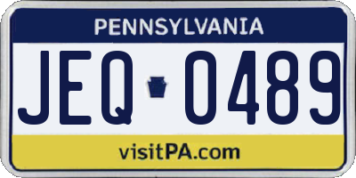 PA license plate JEQ0489