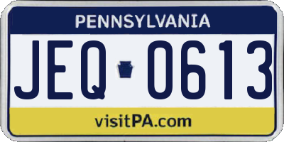 PA license plate JEQ0613