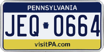 PA license plate JEQ0664