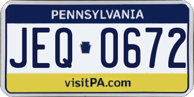 PA license plate JEQ0672