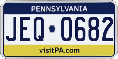 PA license plate JEQ0682