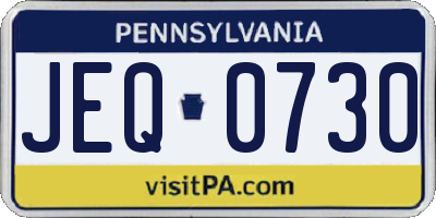 PA license plate JEQ0730