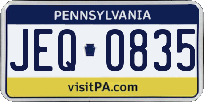 PA license plate JEQ0835