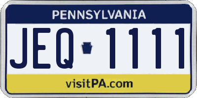 PA license plate JEQ1111
