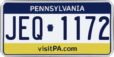 PA license plate JEQ1172
