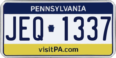 PA license plate JEQ1337