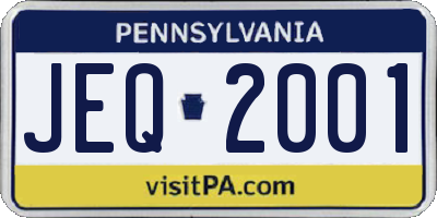 PA license plate JEQ2001