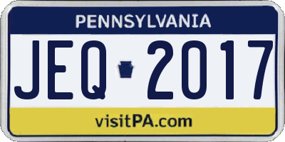 PA license plate JEQ2017
