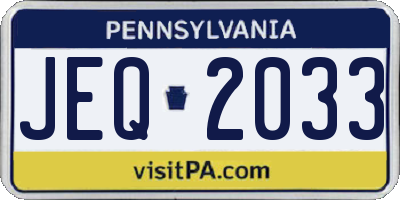 PA license plate JEQ2033