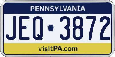 PA license plate JEQ3872