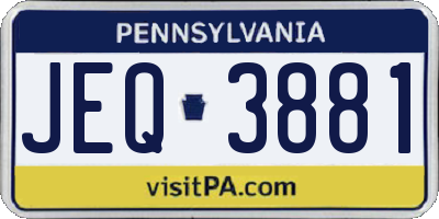 PA license plate JEQ3881