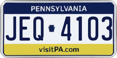 PA license plate JEQ4103