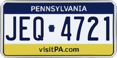 PA license plate JEQ4721
