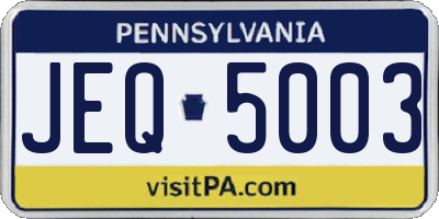 PA license plate JEQ5003