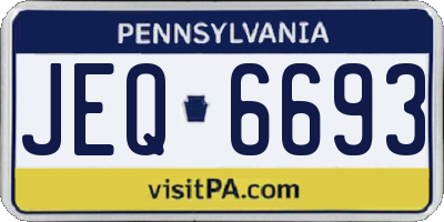 PA license plate JEQ6693